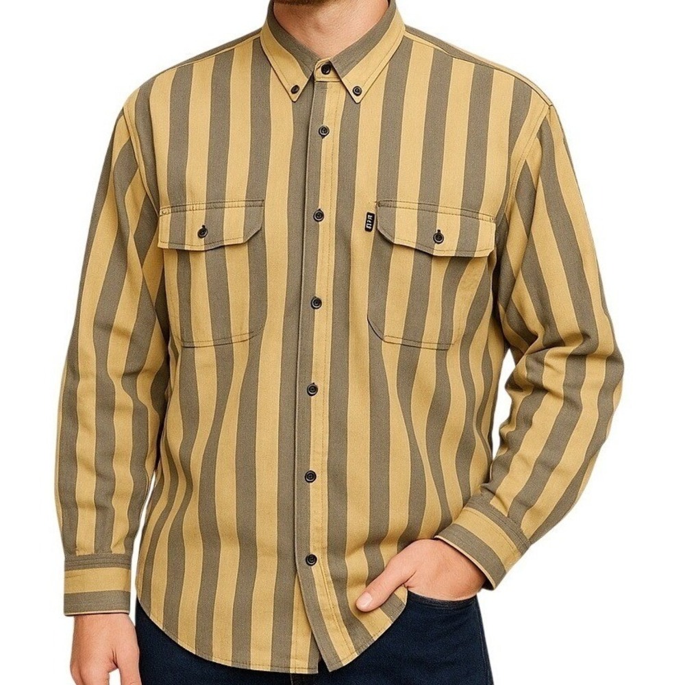 Vtg Levi's Silver Tab Striped Shirt XL 90s‎ Grunge Skater Workwear Flawed Stain